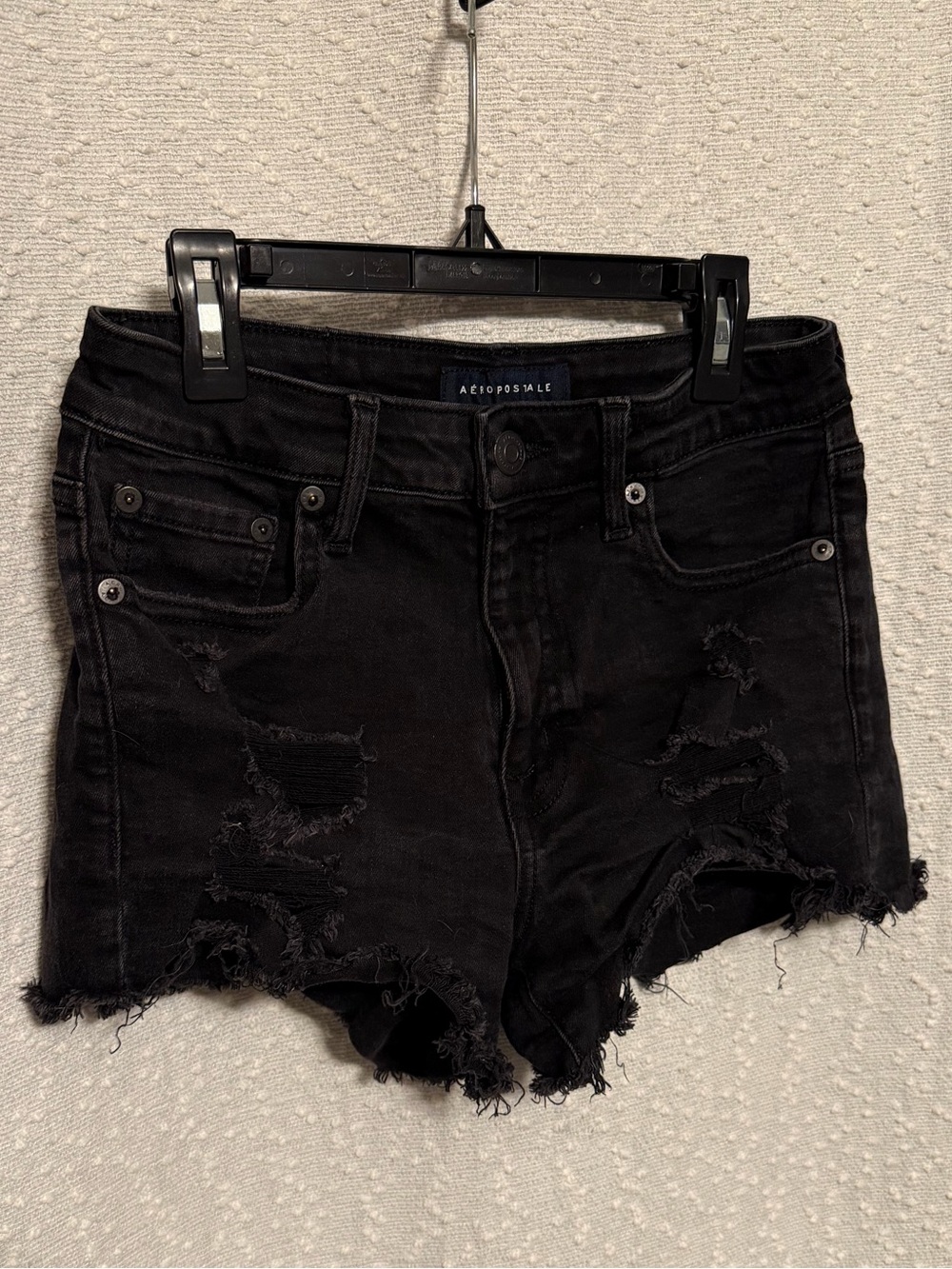 Aeropostale Black Distressed High-Rise Jean Shorts